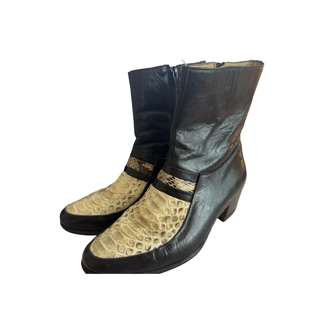 Visconti Ankle  Boots Black python Leather size 8.5 US/25.5 cm vintage